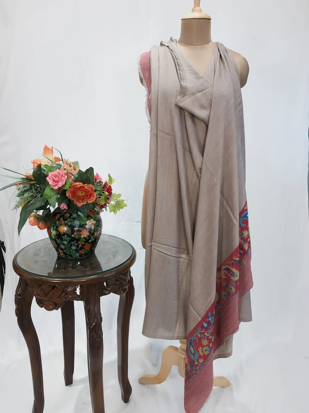 Fine Wool Shawl Beige with Kani Pallu 2_result Fine Wool Shawl Beige with Kani Pallu