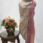 Fine Wool Shawl Beige with Kani Pallu