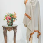 Off-White Soft Fine Wool Shawl with Sozni Hand Embroidery