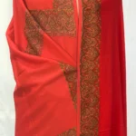 Red Soft Fine Wool Shawl with Sozni Embroidery (Paisley) front