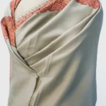 Beige Soft Fine Wool Shawl with Sozni Embroidery (Paisley) front