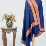 Navy Blue Soft Fine Wool Shawl with Sozni Embroidery
