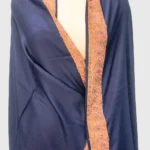 Navy Blue Soft Fine Wool Shawl with Sozni Embroidery front