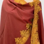 Textured Burgundy Soft Fine Wool Shawl with Sozni Embroidery front