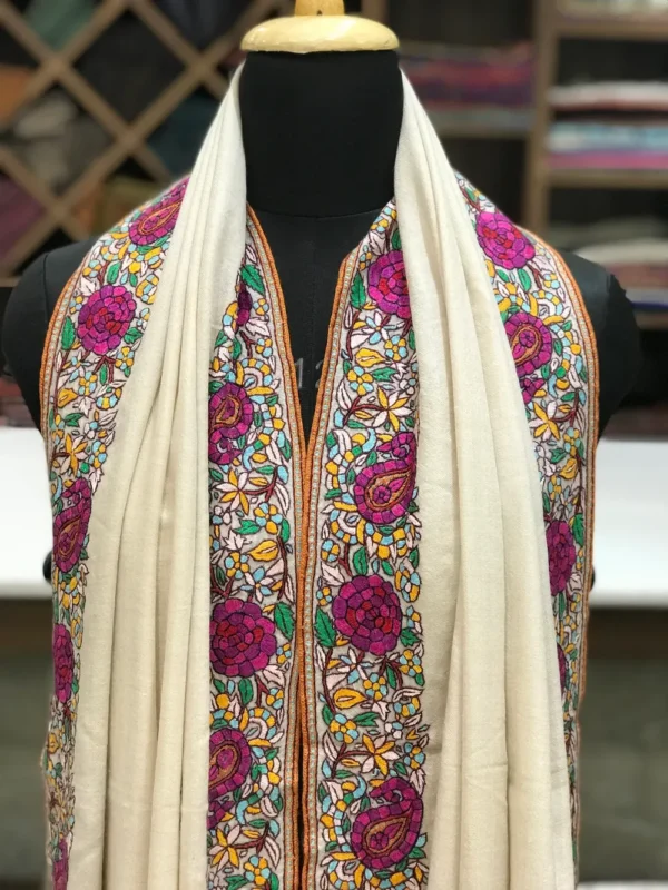 Papier Mache Hand Embroidered Pure Pashmina Scarf