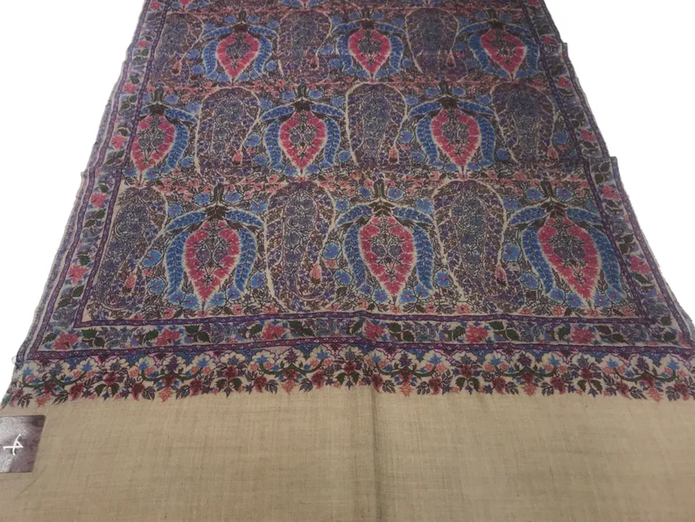 Kalamkari Pure Pashmina Scarf Hand Painted & Hand Embroidered