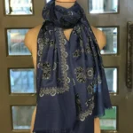 Animal Pattern Thread Embroidered Pure Wool Scarf