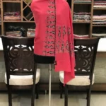 Tribal Thread Embroidered Pink Pure Wool Scarf