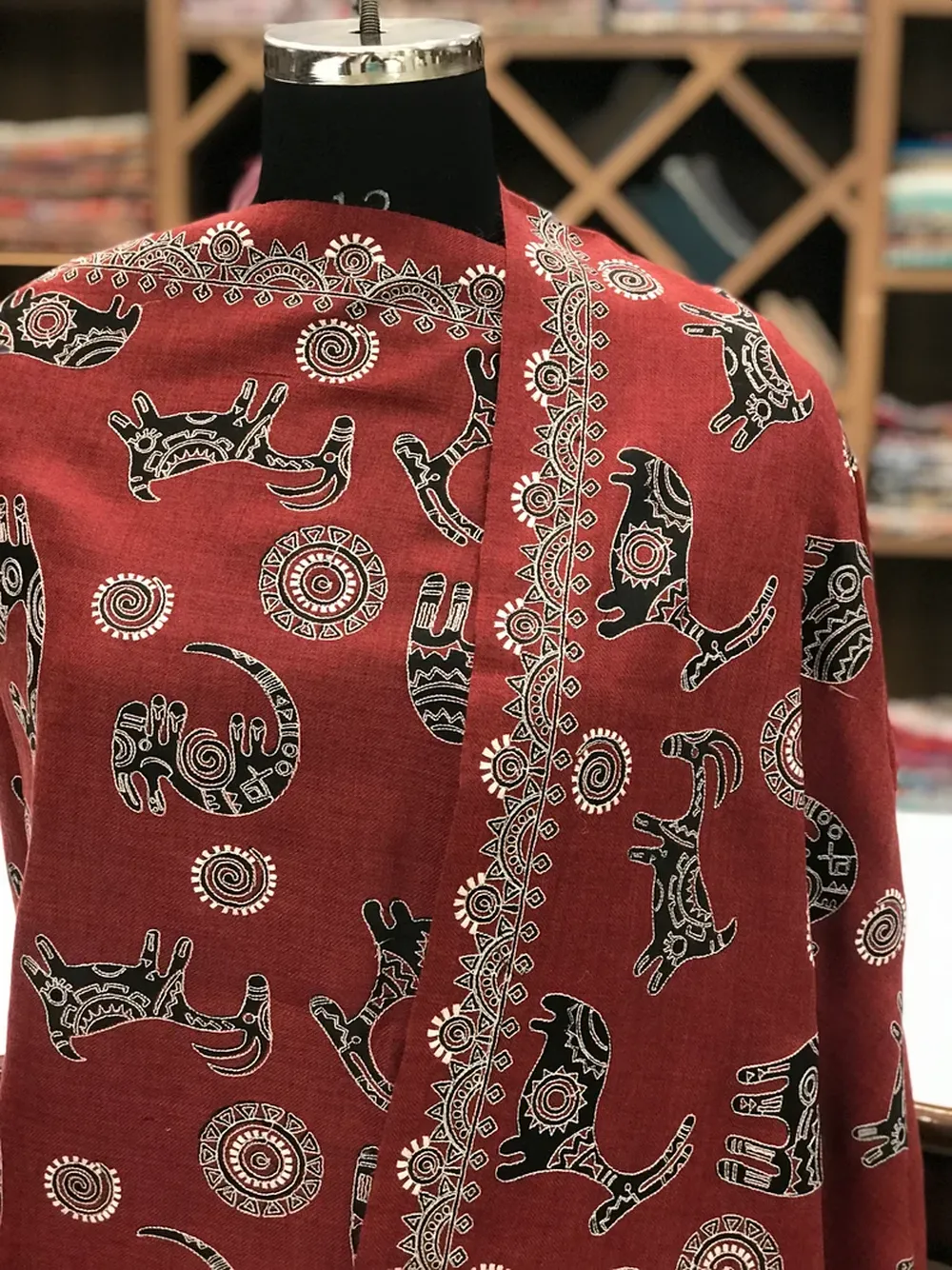 Thread Embroidered Animal Pattern Maroon Pure Wool Scarf il_794xN.2345047932_ithn_result Thread Embroidered Animal Pattern Maroon Pure Wool Scarf