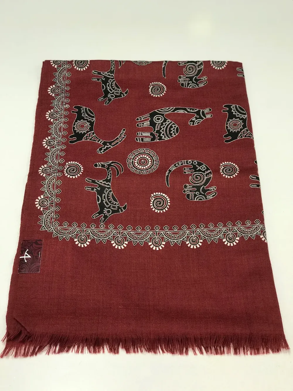 Thread Embroidered Animal Pattern Maroon Pure Wool Scarf il_794xN.2345048060_n17k_result Thread Embroidered Animal Pattern Maroon Pure Wool Scarf