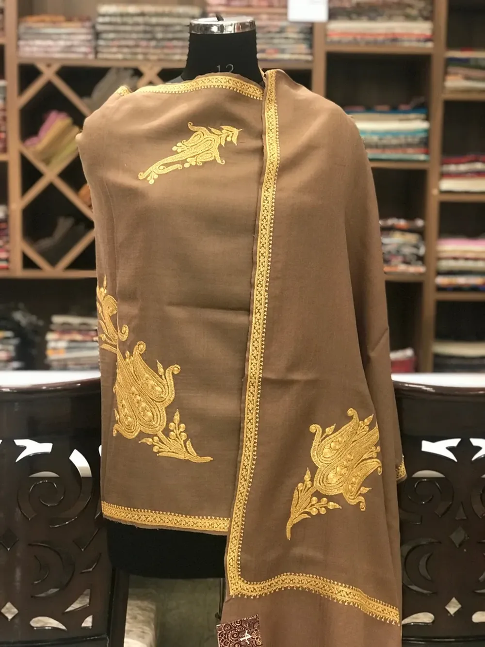 Pure Merino Wool Scarf with Tilla Hand Embroidery