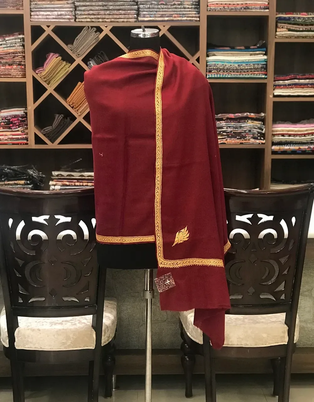 Pure Merino Wool Scarf with Tilla Hand Embroidery