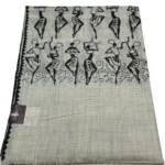 White Tribal Thread Embroidered Pure Wool Scarf
