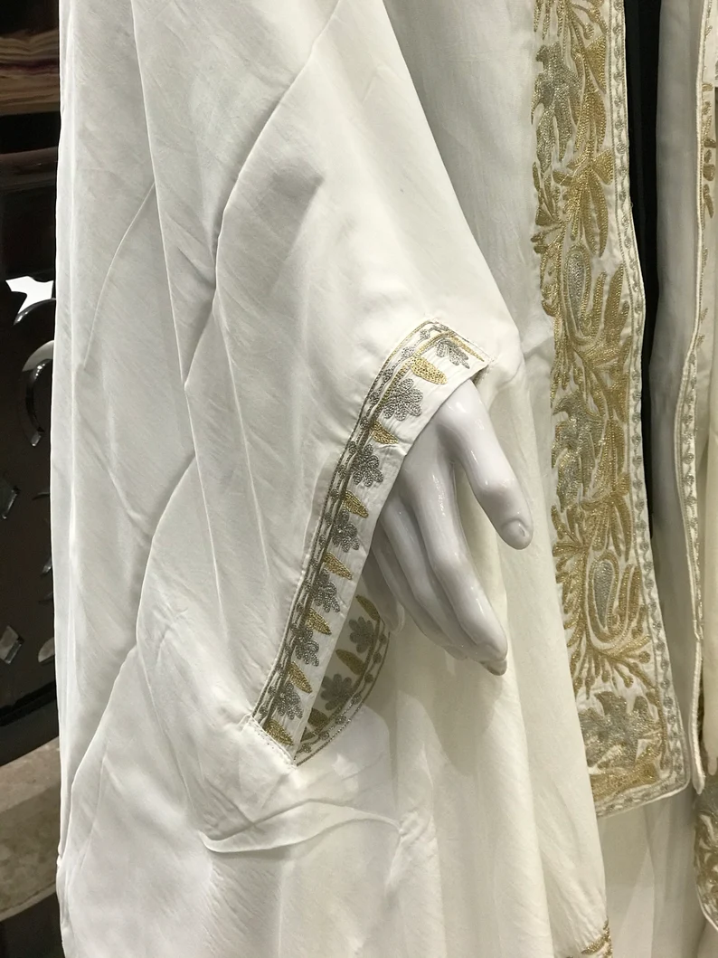 White Crepe Silk Cape with Kashmiri Zari Work