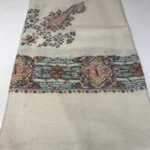 Natural white Papier Mache Hand Embroidered Square Pure Pashmina Scarf