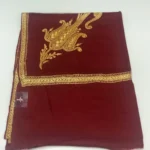 Red Pure Merino Wool Scarf with Tilla Hand Embroidery