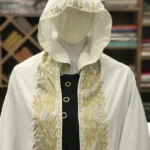White Crepe Silk Cape with Kashmiri Zari Work