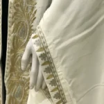 White Crepe Silk Cape with Kashmiri Zari Work