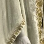 White Silk Velvet Cape with Kashmiri Zari Work