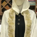 White Silk Velvet Cape with Kashmiri Zari Work