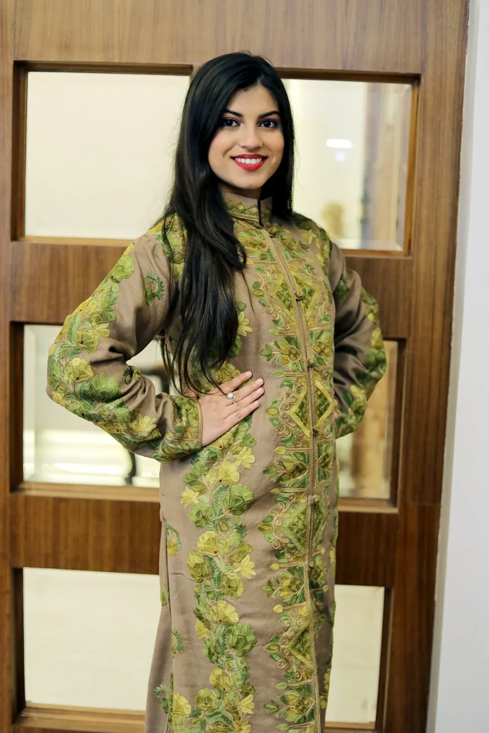 Beige Long Overcoat, Embroidered Coat for Woman il_794xN.2970454918_lq83_result Beige Long Overcoat, Embroidered Coat for Woman