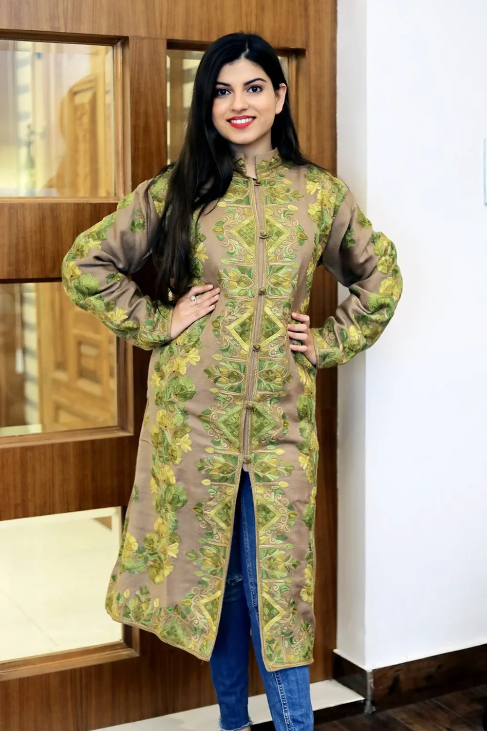 iBeige Long Overcoat, Embroidered Coat for Woman l_794xN.2970457048_d0yr_result Beige Long Overcoat, Embroidered Coat for Woman