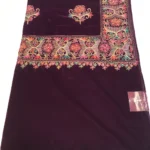 Maroon Velvet Stole with Floral Pattern Thread Embroidery,