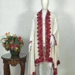 White Summer Cape with Red Thread Embroidery
