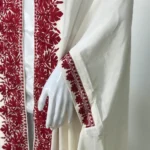 White Summer Cape with Red Thread Embroidery