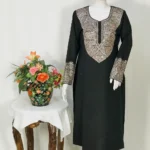 Kashmiri Black Kurta with Puff Tilla Embroidery