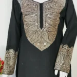 Kashmiri Black Kurta with Puff Tilla Embroidery front