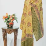 Mustard Soft Fine Wool Shawl with Sozni Machine Embroidery