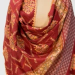 Maroon Soft Fine Wool Shawl with Sozni Machine Embroidery front