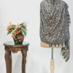 Natural Soft Fine Wool Stole With Black Kani Weaves