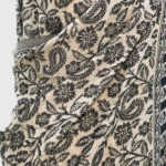 Natural Soft Fine Wool Stole With Black Kani Weaves front