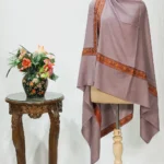 Purple Soft Fine Wool Shawl with Sozni Machine Embroidery
