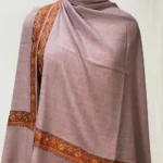 Purple Soft Fine Wool Shawl with Sozni Machine Embroidery front