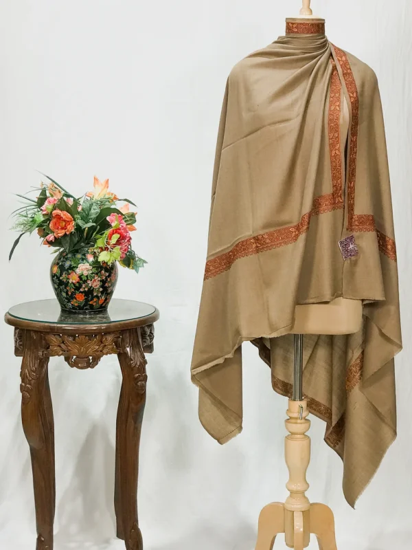 Natural Soft Fine Wool Shawl with Sozni Machine Embroidery