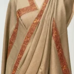 Natural Soft Fine Wool Shawl with Sozni Machine Embroidery front