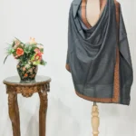 Grey Soft Fine Wool Shawl with Sozni Machine Embroidery