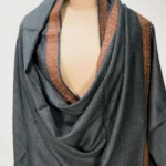 Grey Soft Fine Wool Shawl with Sozni Machine Embroidery front