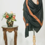 Black Soft Fine Wool Shawl with Sozni Machine Embroidery