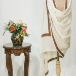 Off-White Soft Fine Wool Shawl with Sozni Machine Embroidery