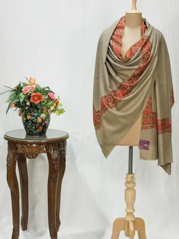 Natural Pure Pashmina Shawl With Sozni hand Embroidery