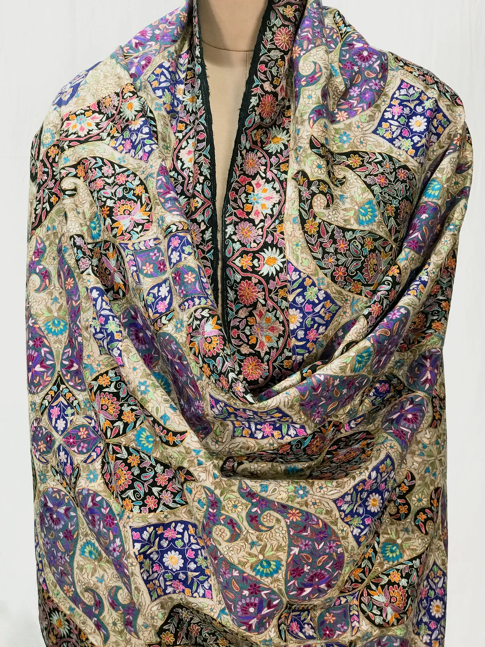 Pure Pashmina Shawl With Multi Colour Artistic Kalamkari front