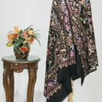 Black Pure Pashmina Shawl With Tilla Jaal Hand Embroidery
