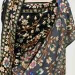 Black and Grey Pure Pashmina Ombrey Shawl With Tilla Jaal Hand Embroidery front