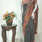 Dark Grey Modal Silk Kani Saree with Floral Design