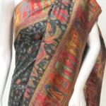 Dark Grey Modal Silk Kani Saree with Floral Design front