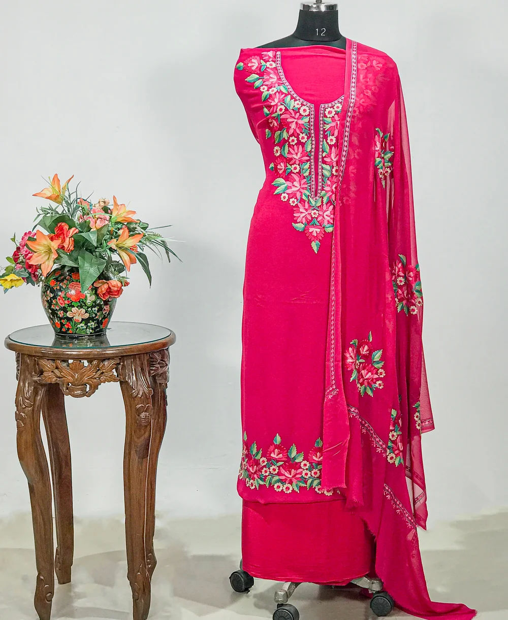 Magenta Pink Salwar Suit with Kashmiri Aari Embroidery Magenta Pink Salwar Suit with Kashmiri Aari Embroidery